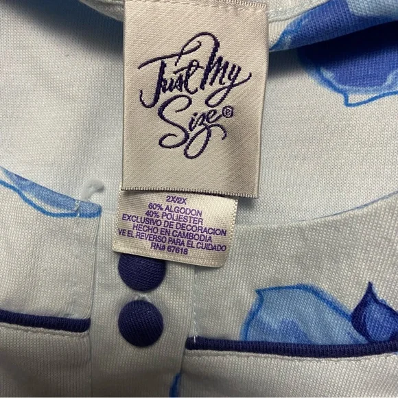 Vintage Night Gown Just my Size Long Night Gown Oversized Shirt Blue - Picture 14 of 15